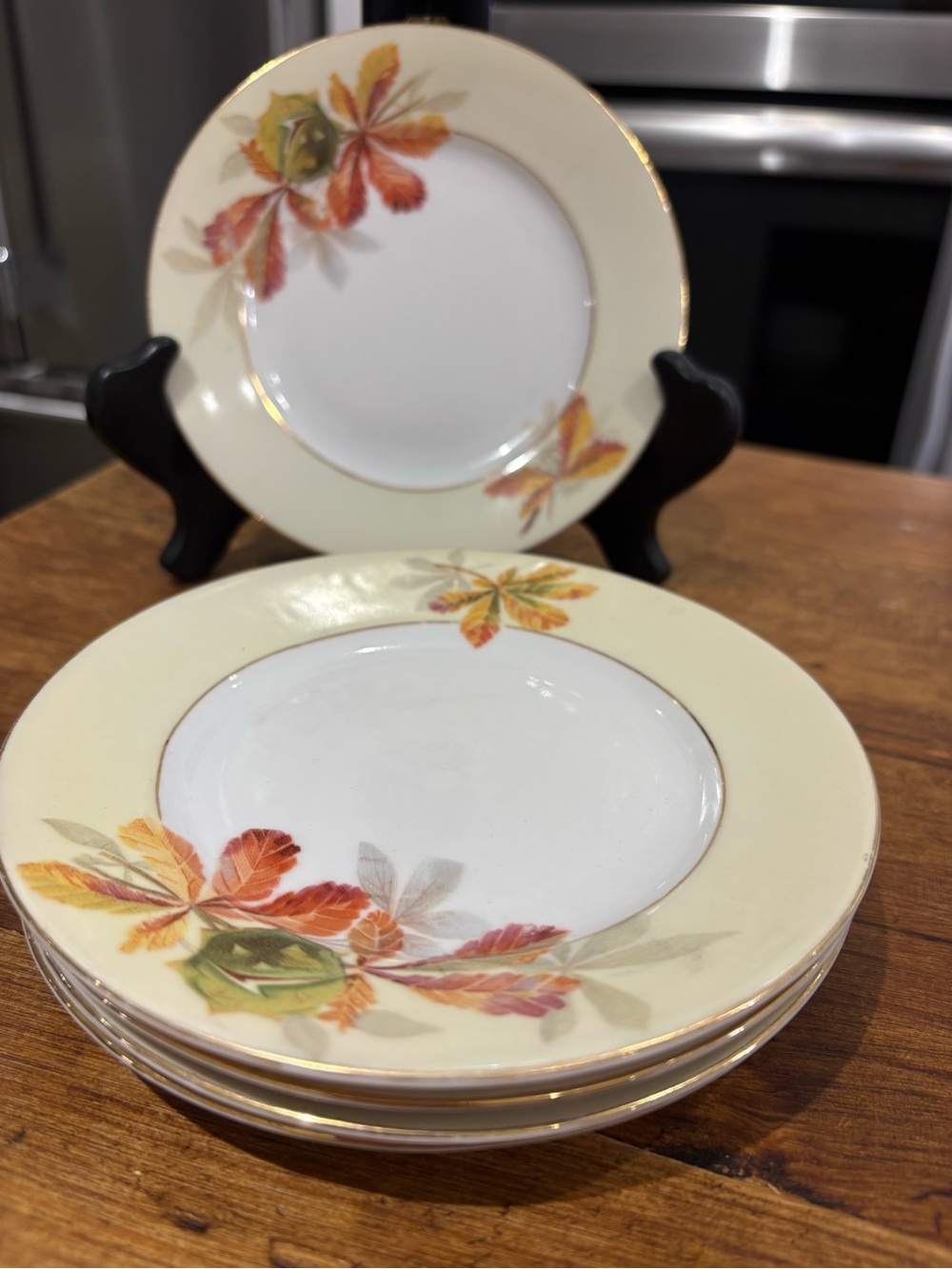 Celebrate Czechoslovakia Autumn Leaf Cream Rim Bread & Butter Plate  1920-1940